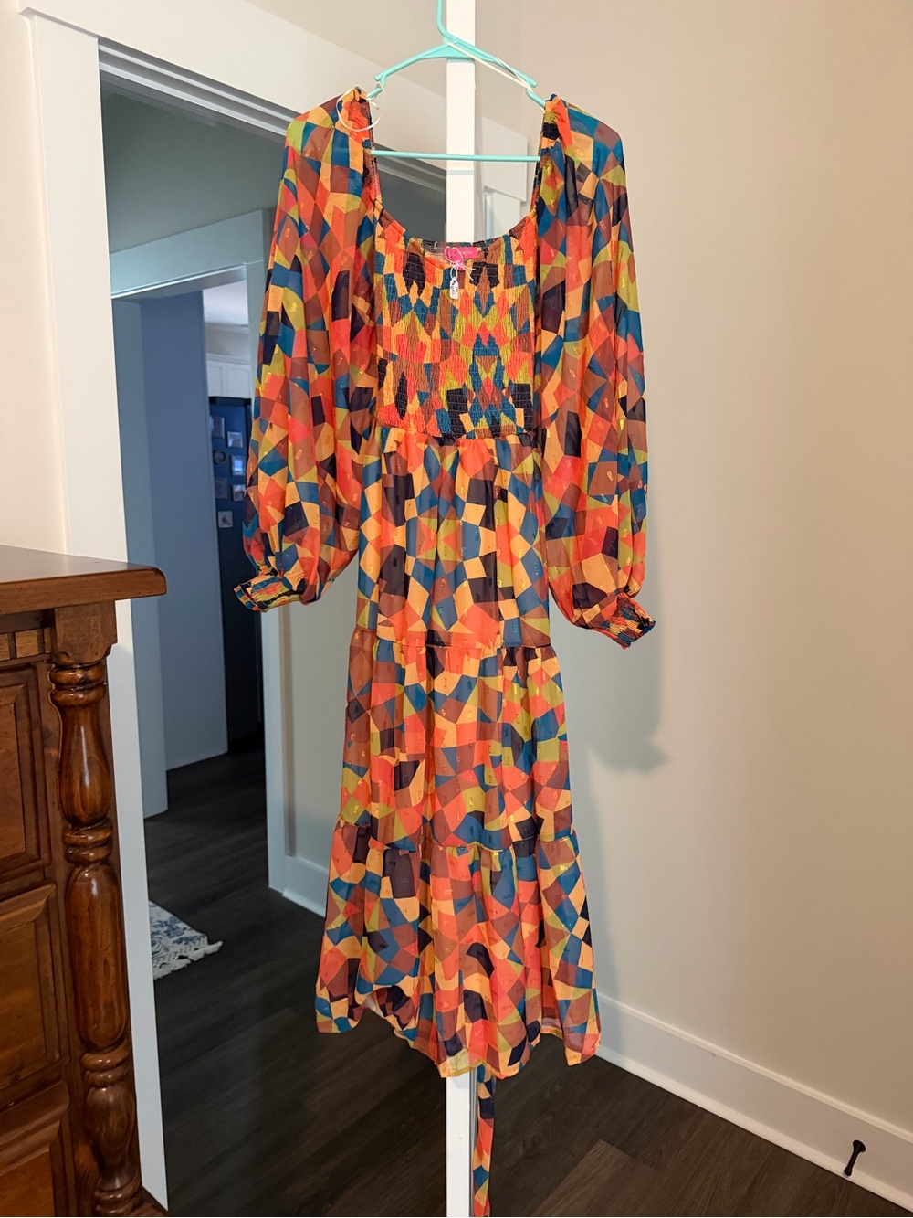 Colorful Geometric Midi Dress - Multicolor